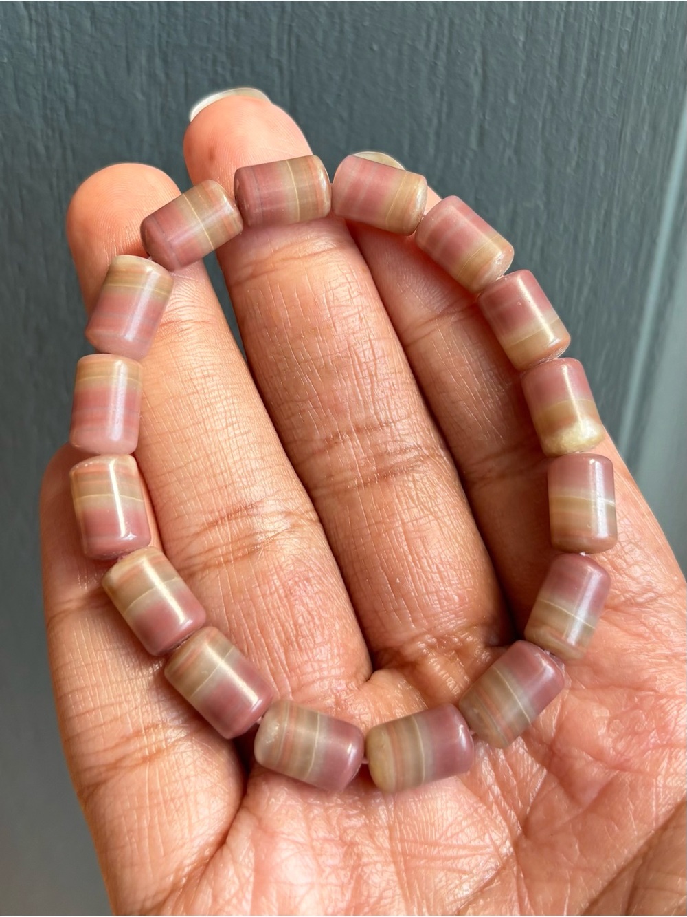 HQ Pink Calcite Barrel Crystal Bracelet 8mm